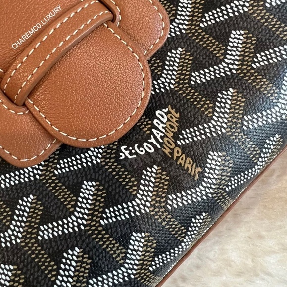 AUTHENTIC! 🤎 Goyard Saigon Top Handle Mini Brown🤎 Leather Crossbody Bag - Picture 4 of 13